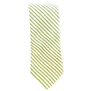 Tom James Mens Tie Green White Stripe 100% Cotton Spring 3.25 x 60 Preppy Easter